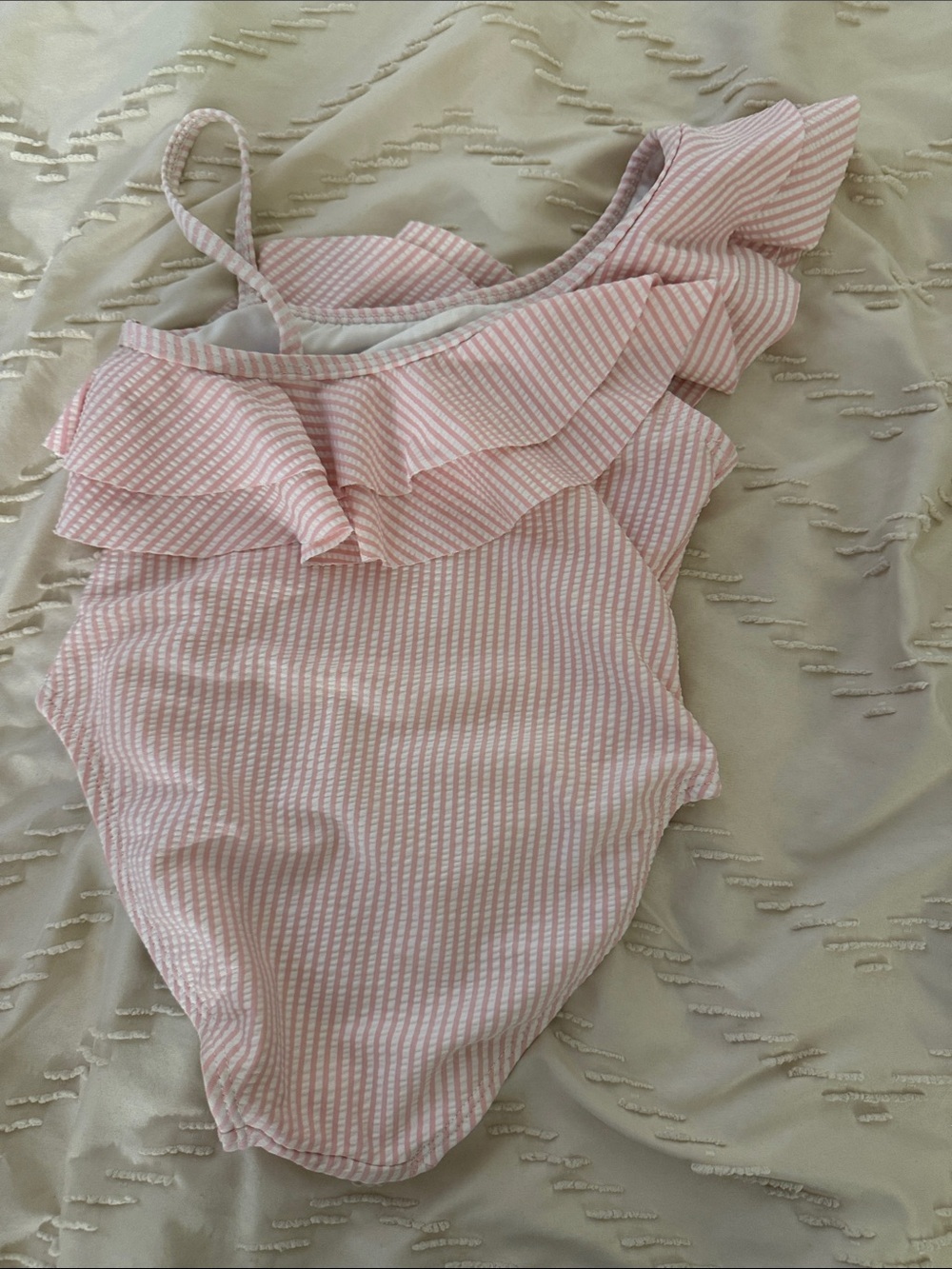 Pink One-Shoulder Ruffle One-Piece Swimsuit - Picture 3 of 4